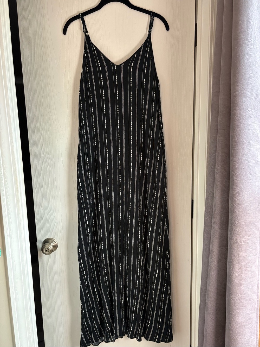 West Kei Black Maxi Slip Dress with White Stripes